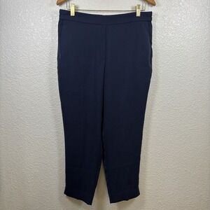 J. Crew Pants Womens Size 12 Jamie Navy Blue Cropped Elastic Waist Career Office